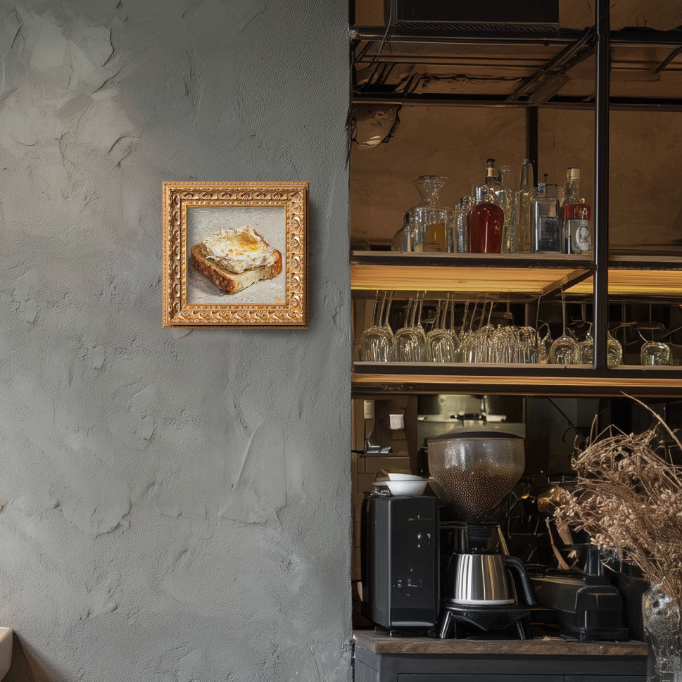 Still life Toast with Spread Oil Painting: Kitchen Wall Art Decor,  Housewarming Gift