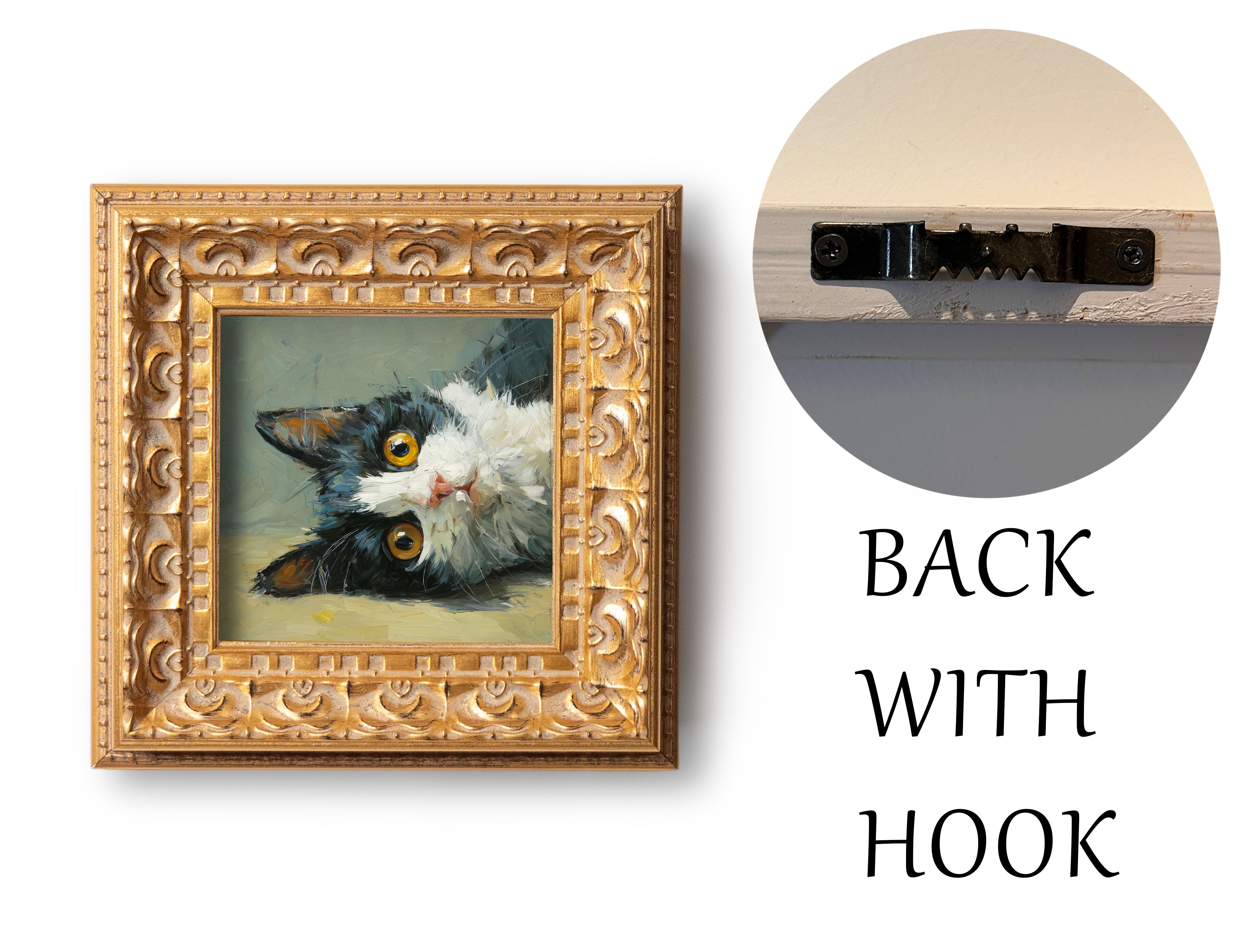 Black and White Cat Portrait, Original Oil Painting, Cute Kitten Art, Pet Portrait, Impasto Animal Wall Decor, Small Framed Art