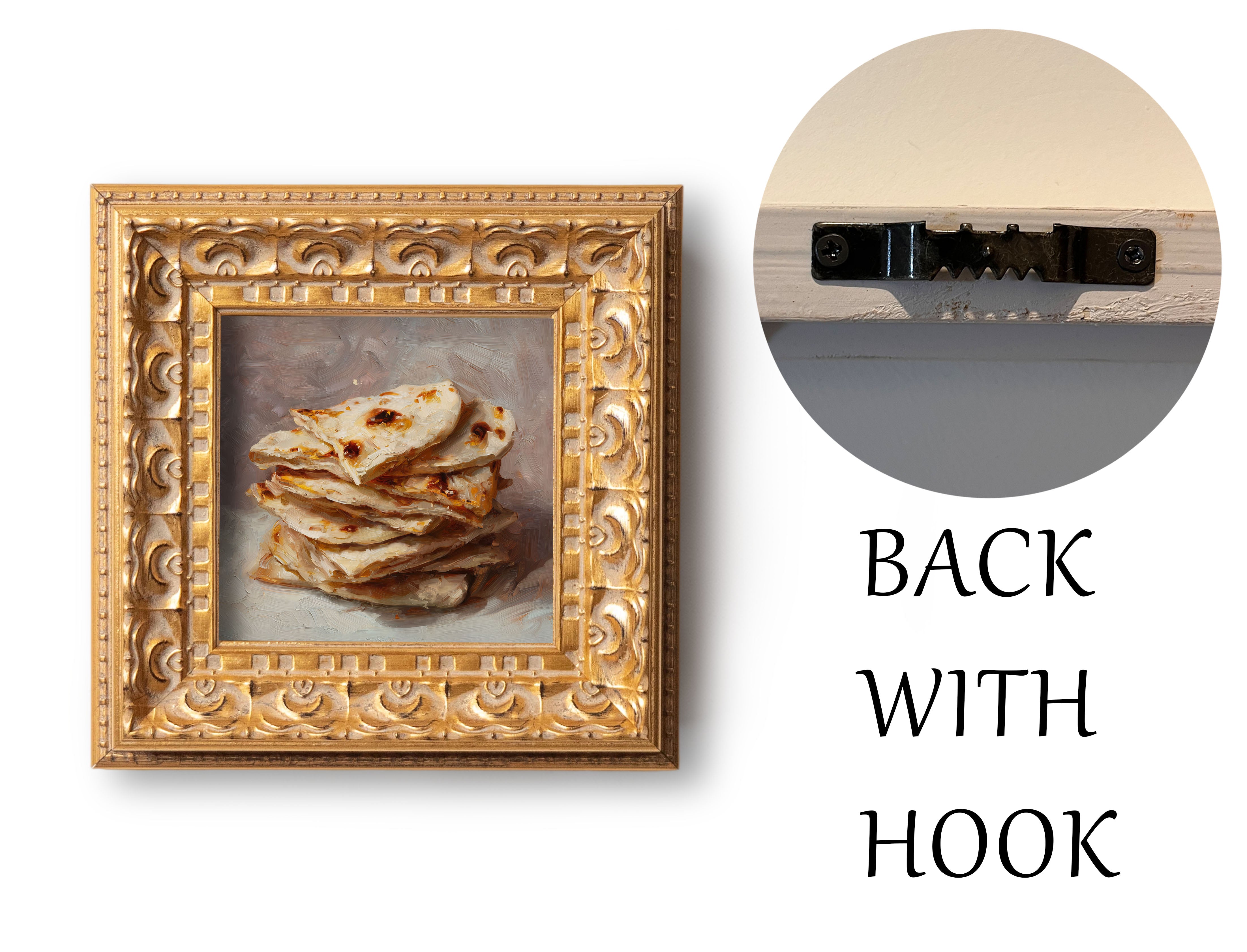 Original Indian Flatbread Oil Painting, Rustic Kitchen Wall Art, Hand Painted Ornate Gold Frame Home Decor, Cozy Dining Room Decoration, Gift For Friends