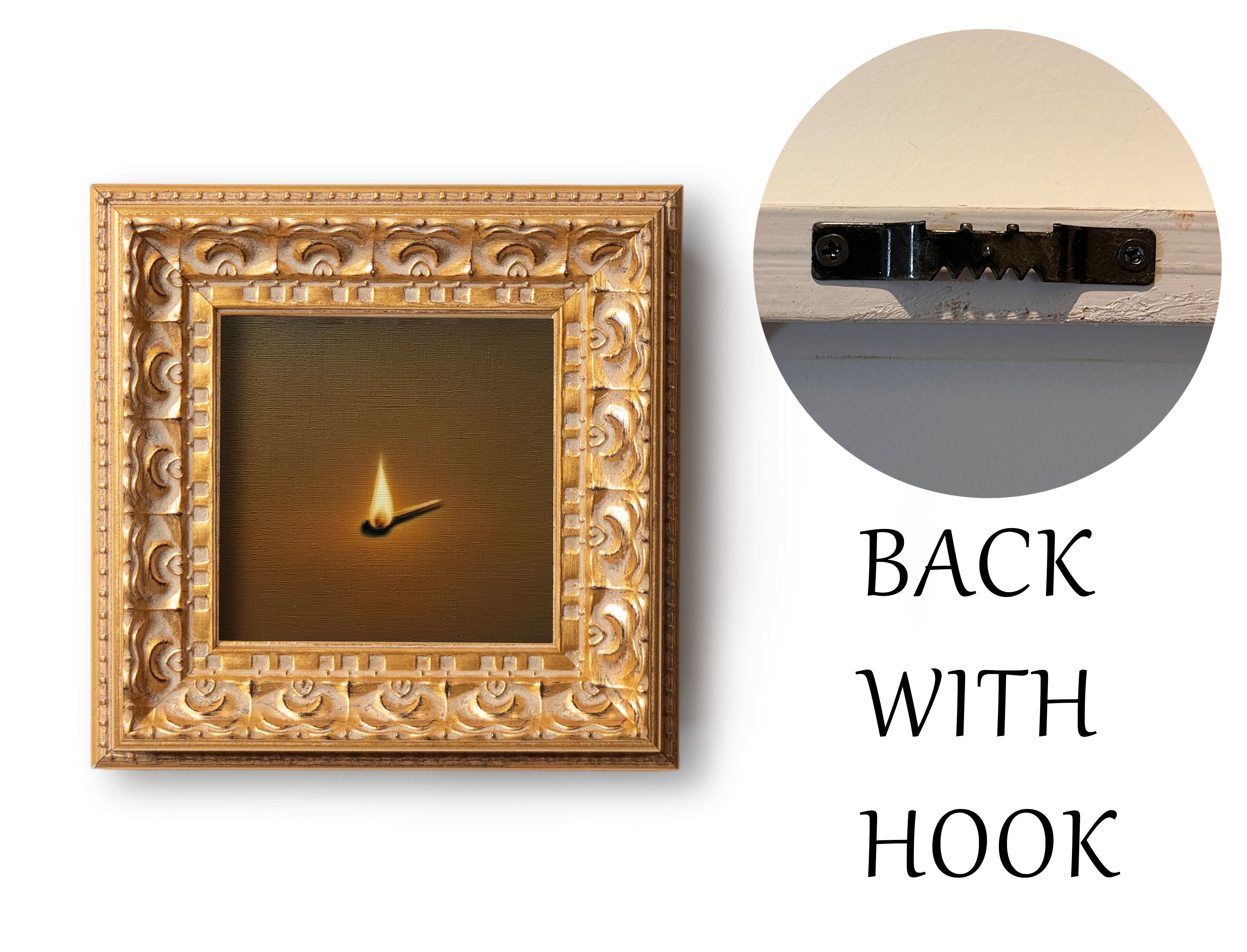 Small Original Lit Match Oil Painting, 5X5 Hand Painted Artwork, Vintage Wall Art, Minimalist Home Decor, Christmas Gift For Friends