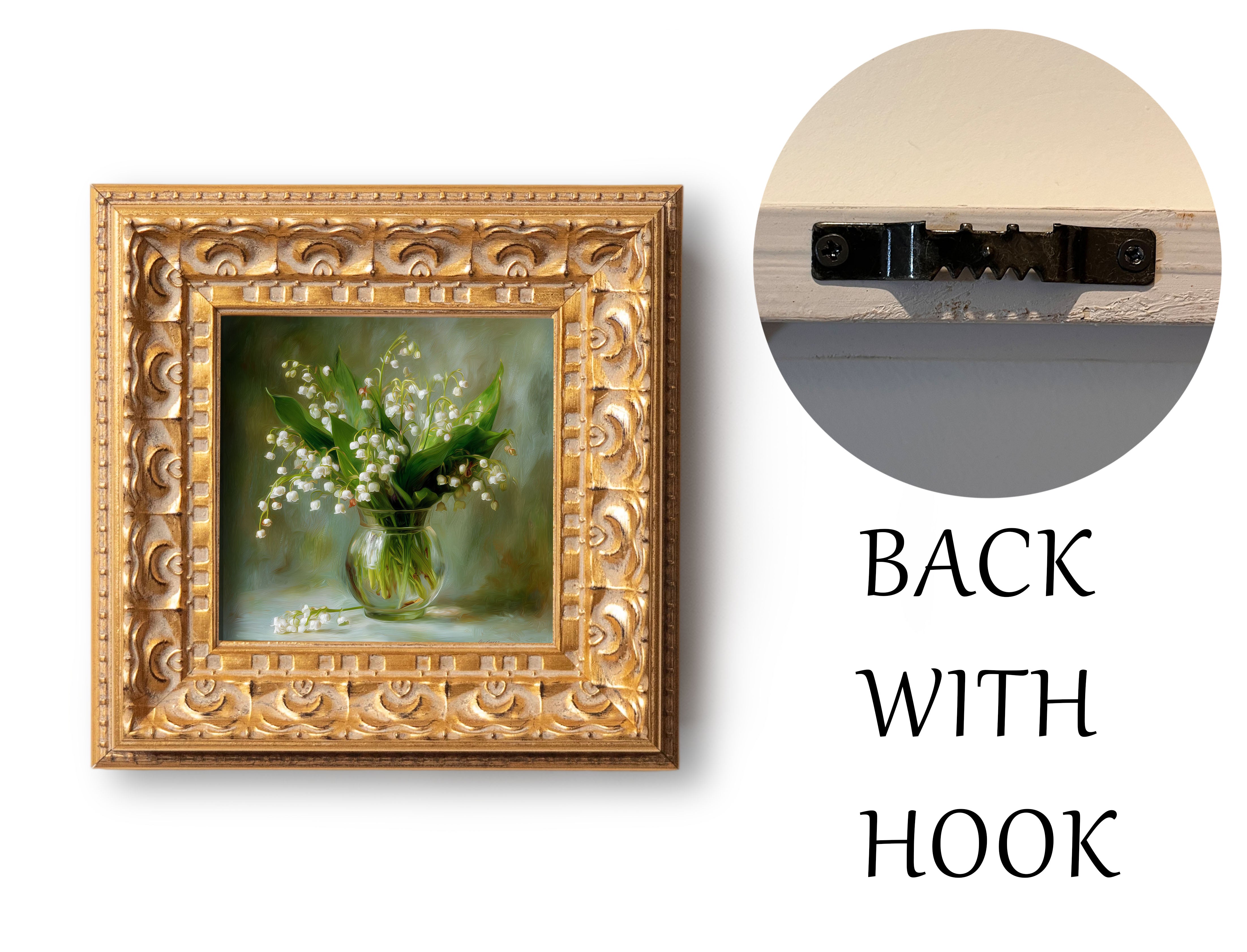 Original Lily Of The Valley Oil Painting, Delicate Floral Wall Art, Hand Painted Ornate Gold Frame Home Decor, Serene Bedroom Decoration, Gift For Friends