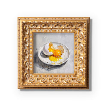Eggs Still Life Oil Painting, Double Yolk Egg Art, Kitchen Wall Decor, Original Impasto Food Painting, Small Framed Art
