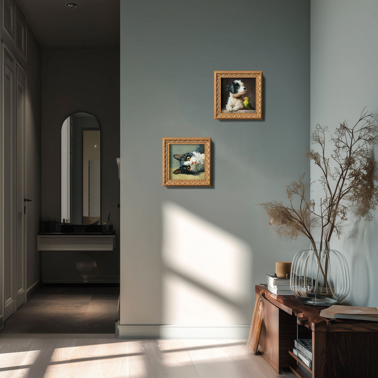 Black and White Cat Portrait, Original Oil Painting, Cute Kitten Art, Pet Portrait, Impasto Animal Wall Decor, Small Framed Art