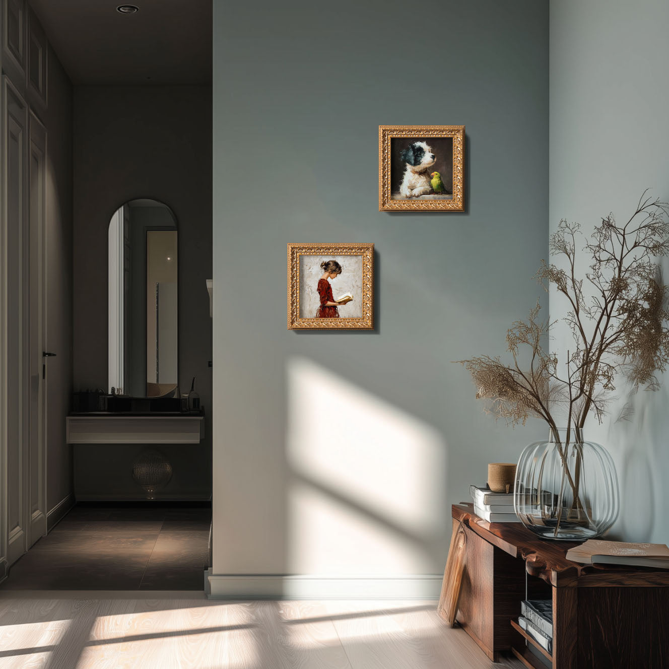 Small Original Oil Painting, Hand Painted Artwork, Reading Room Wall Art Decor, Still life, 5X5 Gold Framed Art, Gift for Friends, Book Girl