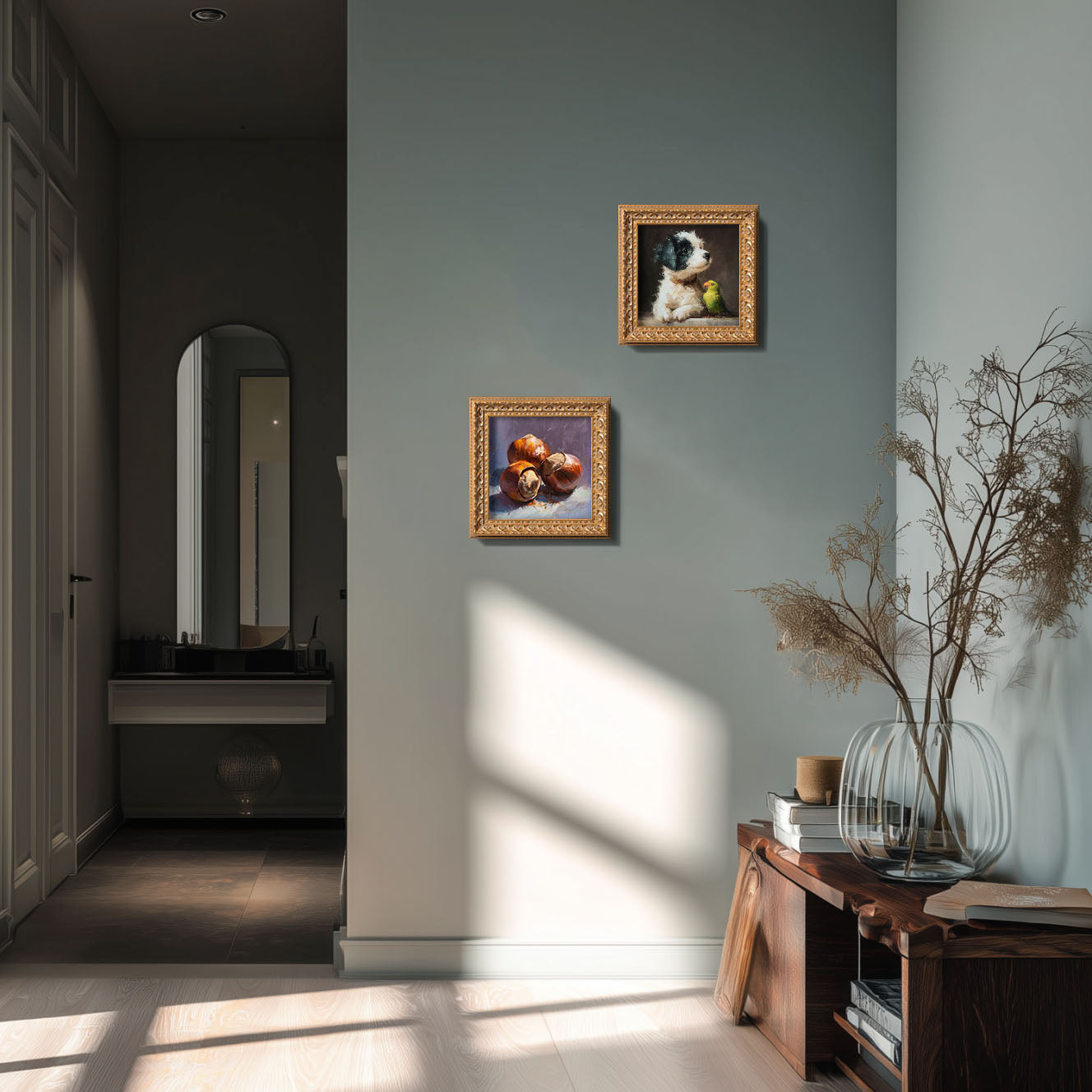 Roasted Chestnuts Still Life, Original Oil Painting, Food Art, Impasto Autumn Wall Decor, Small Framed Artwork