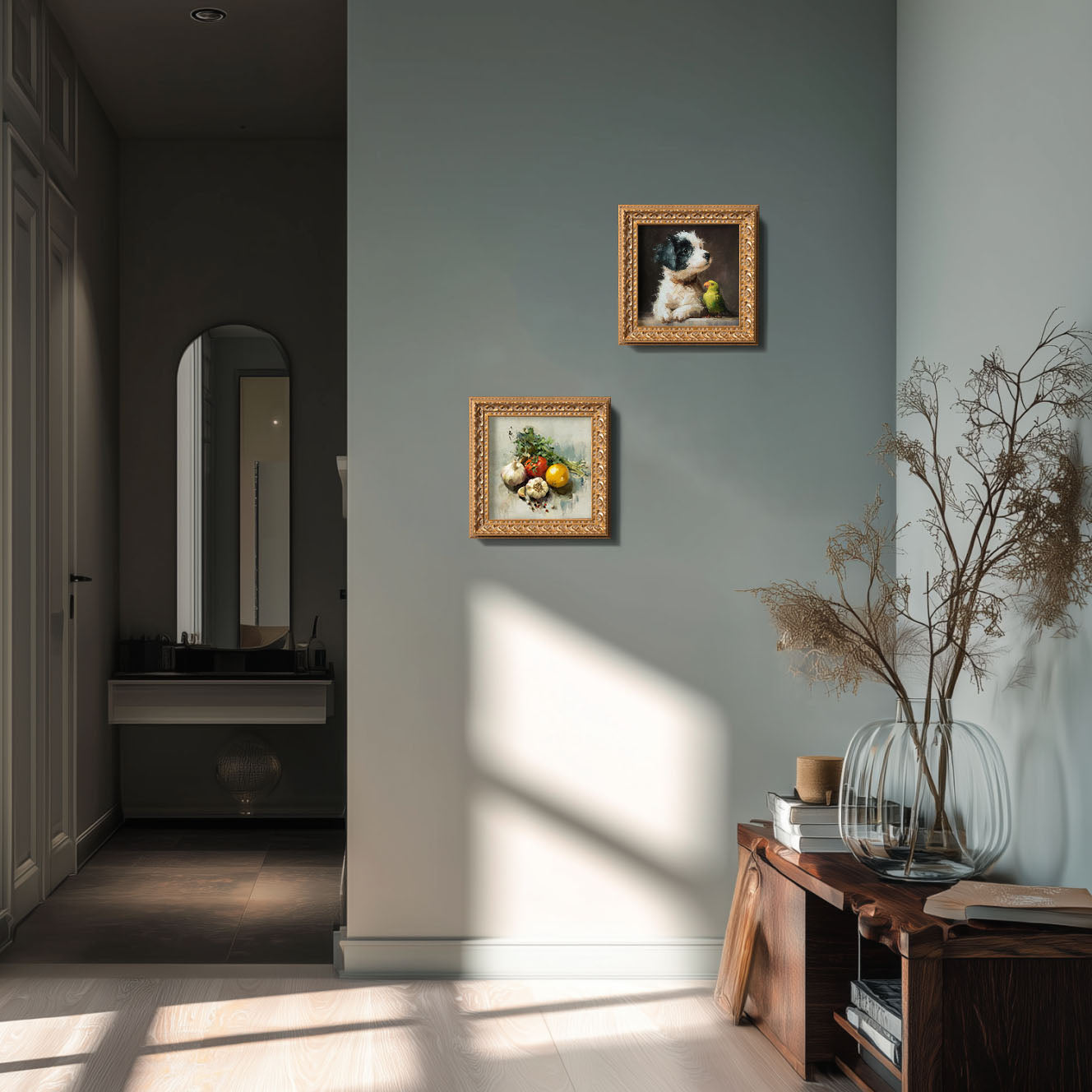 Original Vegetable Still Life Oil Painting, Rustic Kitchen Wall Art, Hand Painted Ornate Gold Frame Home Decor, Warm Dining Room Decoration, Gift For Friends