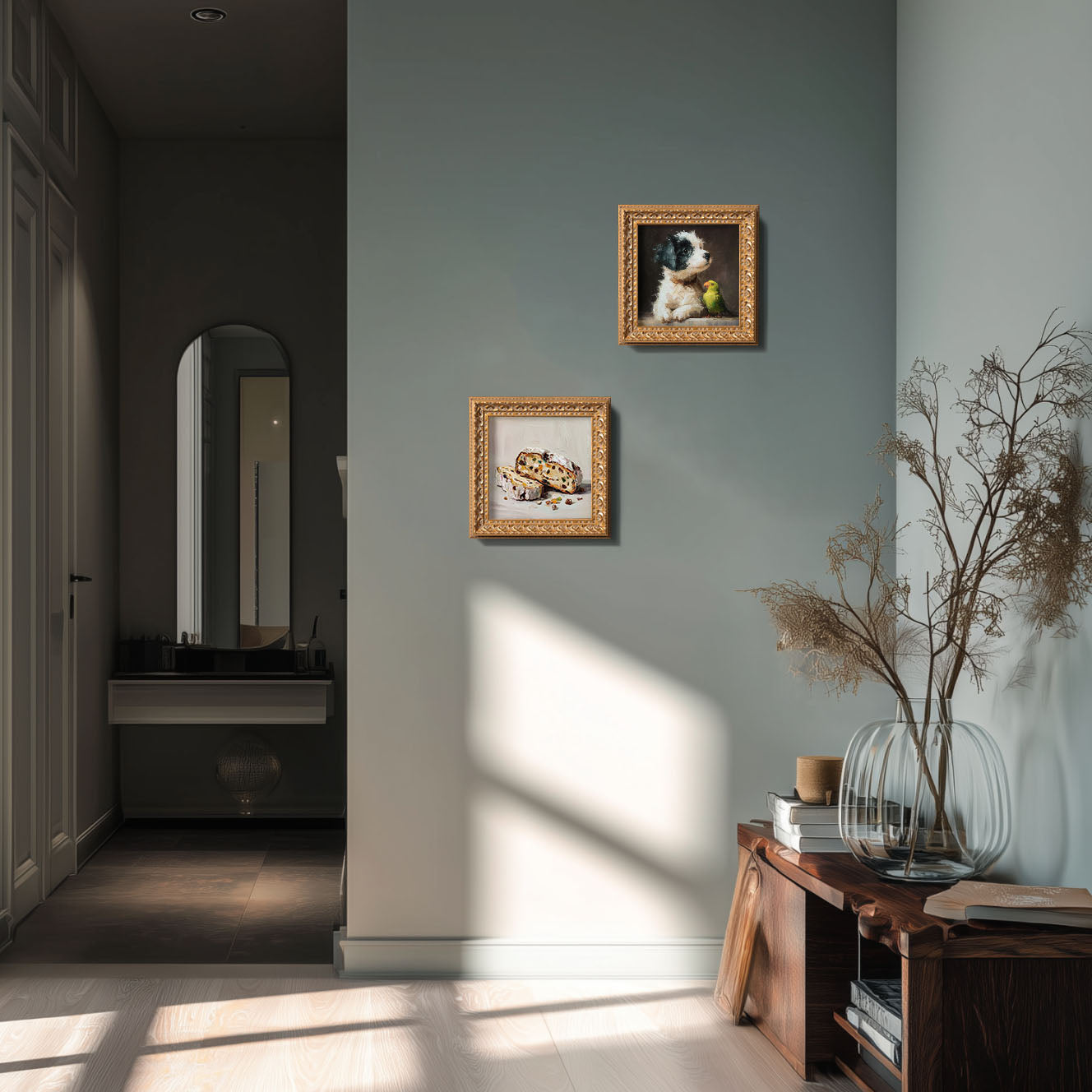 Original Fruit Bread Oil Painting, Rustic Kitchen Wall Art, Hand Painted Ornate Gold Frame Home Decor, Warm Dining Room Decoration, Gift For Friends