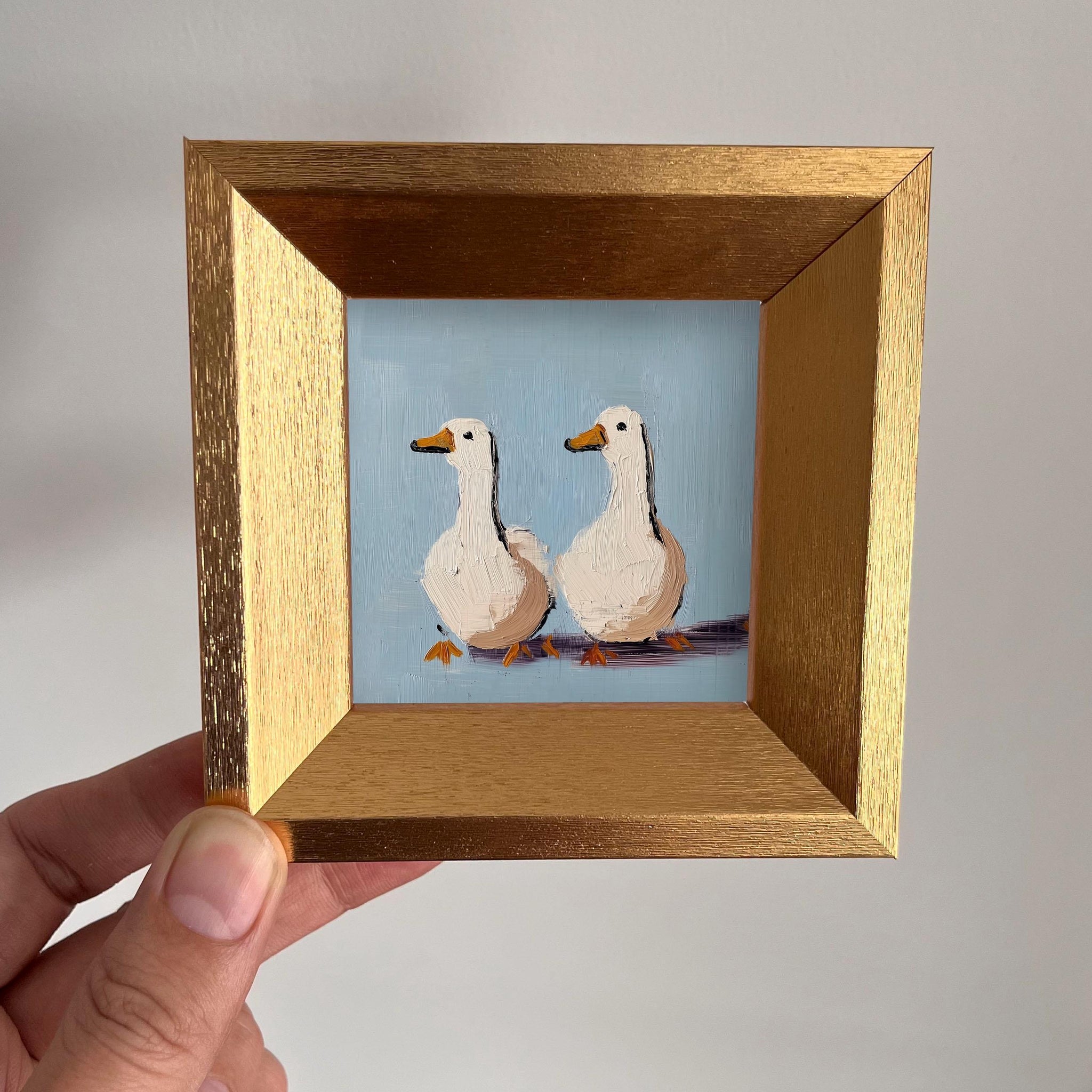 Mini Two Ducks Oil Painting